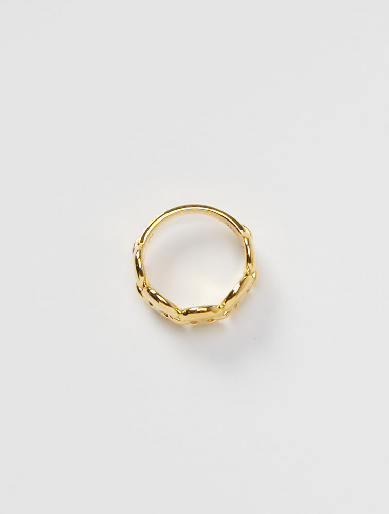 Gold Small Circle Link Ring (7746077491425)