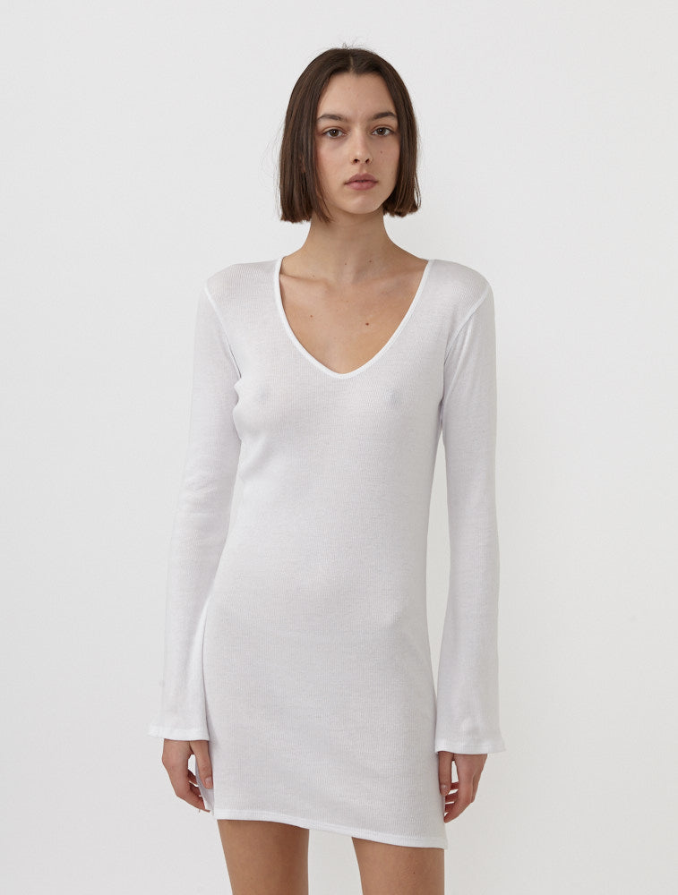 Romina Organic Rib Sleep Dress - White (7746688975073)