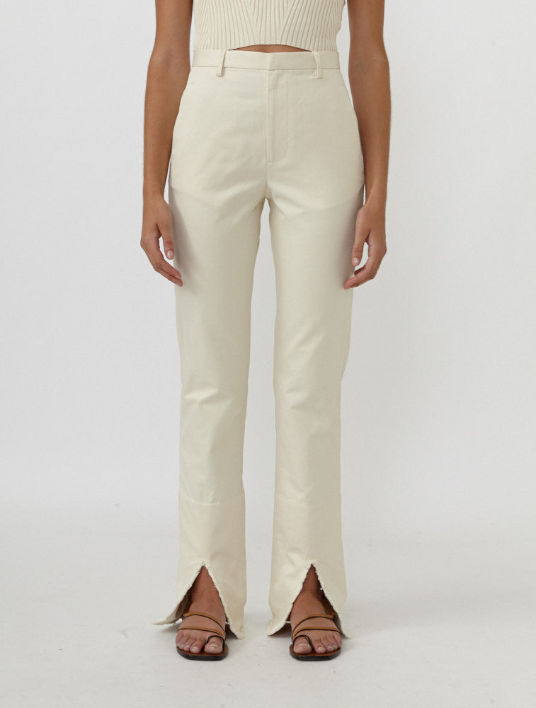 Split Frayed Pant - Unbleached (7746580938977)